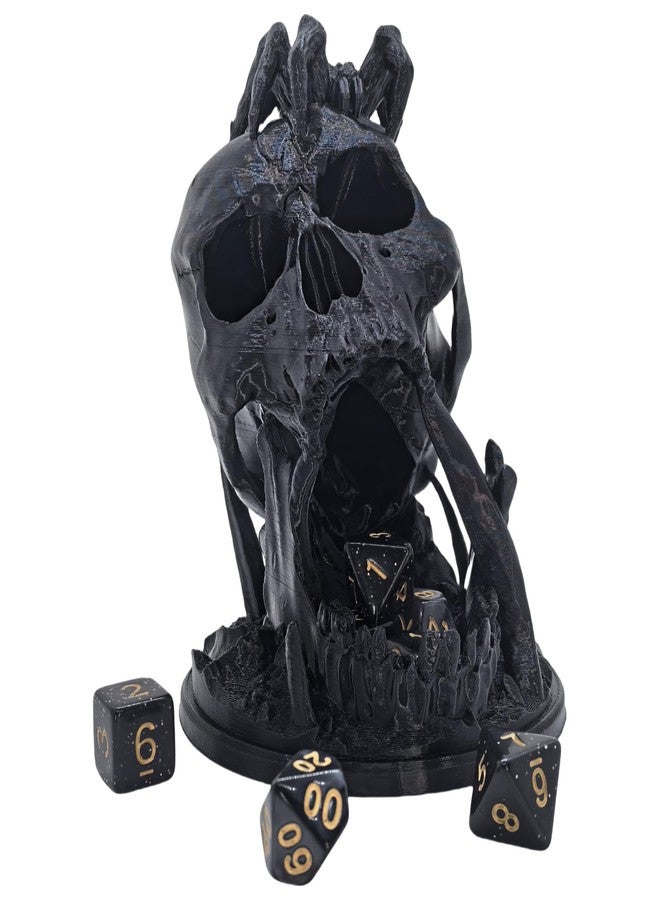 XJPONGC Skull Dice Tower Dungeons and Dragons RPG abletop Roleplaying Game Jail D&D (Random 7PCS D20 Dice Set Included) Black - Image 3
